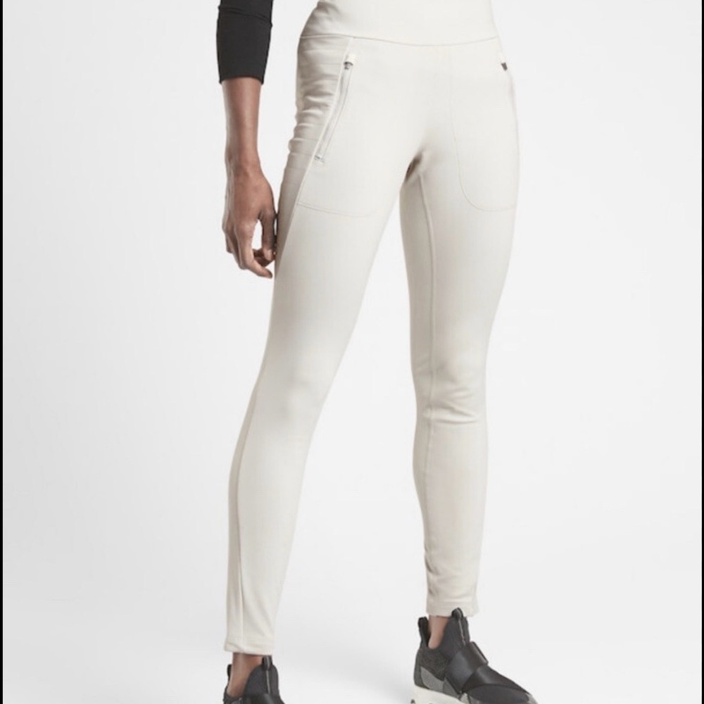 Athleta Cream High-Waisted Pants
